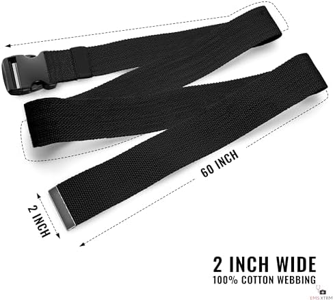 EMS XTRM Gait Belts for Seniors, Belt to Lift Elderly Standing Assist Aid Quick Release Buckle for Caregivers, Nurses, Home Health Aides, Physical Therapists (Plastic Buckle - Black) - Image 2