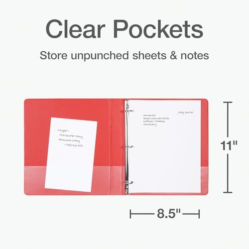 Oxford 1 Inch Binder, Durable 3 Ring 1 Inch with View Cover, XtraLife Hinge, Non-Stick PVC-Free, Red, 225-Sheet Capacity, Single Binder (1017671) - Image 3