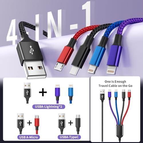 Dual IP 4 in 1 Multi Charging Cable, 1 Pack 5FT USB Charging Cord - Image 3