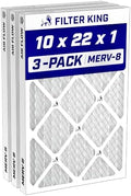 Filter King 10x22x1 Air Filter MERV 8, AC Furnace Filters (3-Pack) by FilterKing