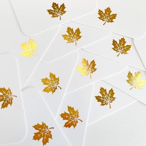 100 Pcs Blank Gift Tags with String Gold Foil Maple Leaf Fall Large Gift Tags with 65 Ft Jute Twine White Paper Cute Tags for Fall Autumn Thanksgiving Harvest Party Gift Wrap Tags - Image 2