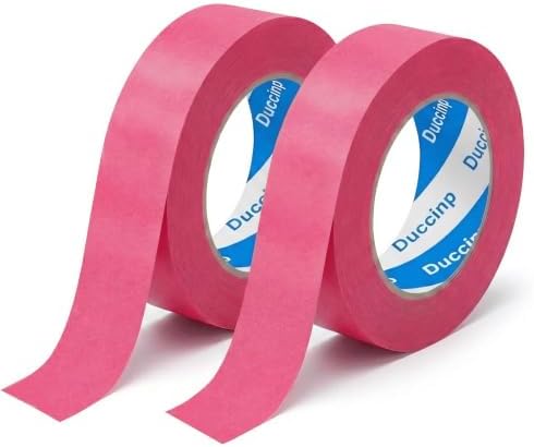 Pink Painters Tape 1 Inch Wide, 2 Rolls Masking Tape 0.98 in x 55 Yd, Pink Masking Tape No Residue, Easy Tear Paint Tape for Wall Painting, DIY, Window Masking, Home Improvement by Duccinp