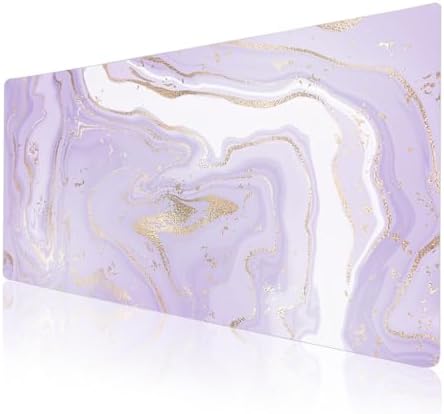 Faux Leather Large Mouse Pad, Office Desk Mat, 31.5"x15.7", Violet Marble - Image 6