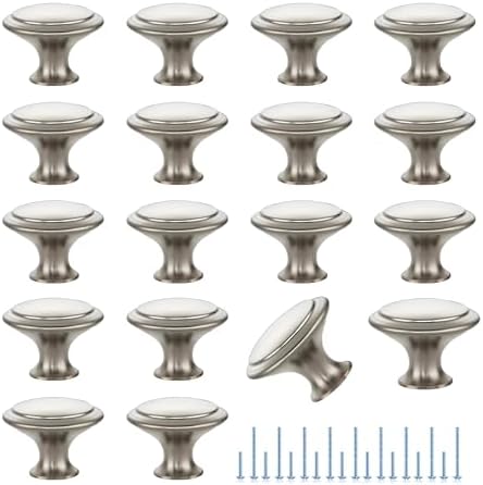 Brushed Nickel Cabinet Drawer Hardware,30mm Kitchen Cabinet Knobs,10 Pack by JOY+DECOR