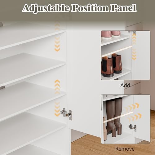 HUANLEGO Shoe Cabinet Storage for Entryway with Doors, White - Image 4