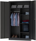 Letaya Metal Storage Cabinets Locker with Lock Door, 72'' Clothing Coat Steel Storage Freestanding Wardrobe for Office, Home, School, Employee,Gym,Fire Department (Black) by LetayaMetalCabinets