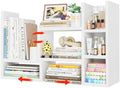 NUTIKAS Desk Shelves Desktop Organizer Shelf - White Office Organization for Top of Desk Organizers and Accessories Corner Bookshelf Table Top Shelving Small Hutch Decorations for Women Office by NUTIKAS