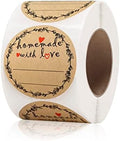 2" Homemade With Love Stickers, Kraft Jam and Jelly Jar Canning Labels With 2 Lines for Writing, Mason Jar Labels for Bottles, 500 per Roll by GOYOMI
