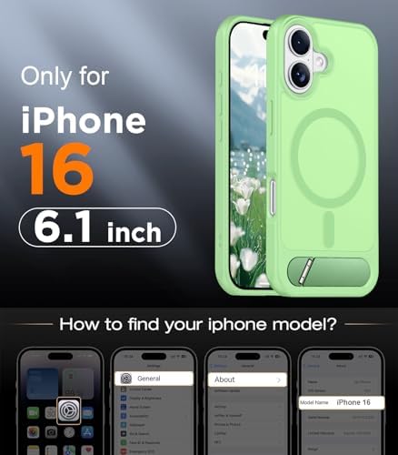 Temdan Magnetic Compatible with iPhone 16 Case, [Built-in Invisible Kickstand][Compatible with MagSafe][Military Grade Shockproof] Slim Translucent Matte Phone Case for iPhone 16 6.1" - Image 2