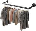 Livabber Industrial Pipe Clothes Rack, Heavy Duty Detachable Iron Garment Rack Wall Mounted, Rustic Saving Space Clothes Bar Multi-Purpose Hanging Rod for Bedroom, Closet, Black (36 Inch) by Livabber