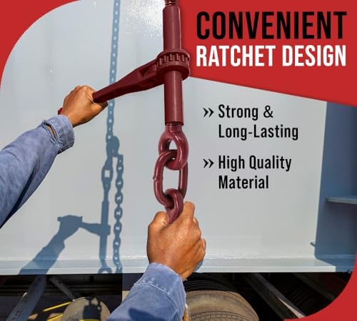 Mytee Products Ratchet Chain Binder 1/4" - 5/16" Chain Binders Tie Down Hauling (8 Pack) - Image 3