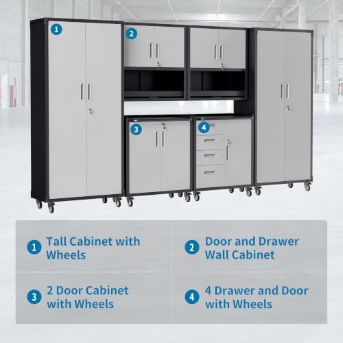 6-Piece Garage Storage Cabinets System Heavy Duty Workshop Set - Image 4