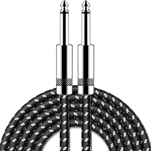 New Bee Guitar Cable 20 ft Electric Instrument Cable Bass AMP Cord 1/4 Straight to Straight for Electric Guitar, Bass Guitar, Electric Mandolin, Pro Audio, Black Whtie by NewBee