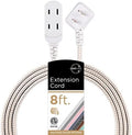 Cordinate 3-Outlet Extension Cord, 2 Prong, 8 Ft Cable with Flat Plug by Cordinate