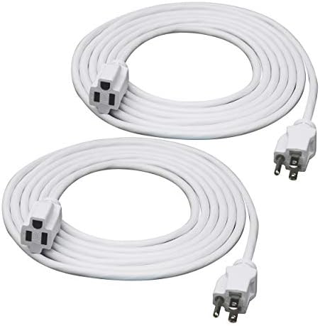 Clear Power 15 ft (2-Pack) Indoor/Outdoor Extension Cord 16/3 SJTW, White, Water, Weather Resistant & Flame Retardant, 3 Prong Grounded Plug, CP10206X2 by ClearPower