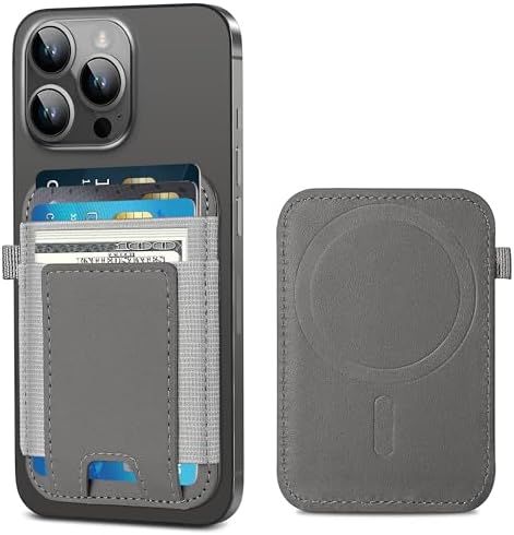 ExtreLife For Magsafe Wallet, Strongest Magnetic Wallet for iPhone 17/16/15/14/13/12 Series, Magnetic Card Holder with 2 Card Slots, RFID Blocking, Vegan Leather, Hold 7 Cards, Gray by ExtreLife