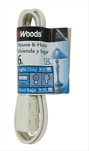 Woods 0602W 3-Outlet 16/2 Cube Extension Cord w/ Power Tap, 12-Feet (White) by Woods