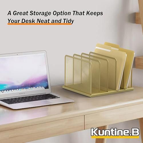 Kuntine.B 5-Section Upright Desk File Organizer Gold 1 Pack - Image 6