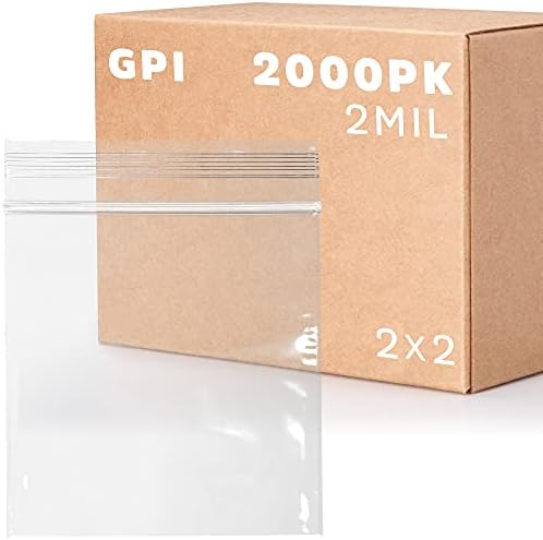 2" x 2" Small Zip Bags, 2000 Pack, 2 Mil, Reclosable Jewelry Bags, GPI by GPI