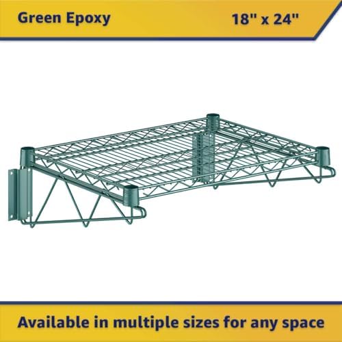 4 Pack 18" x 24" NSF Green Wire Wall Mount Shelf, Heavy Duty Commercial Metal Wall Shelf, Storage Rack for Home and Hotel - Image 3