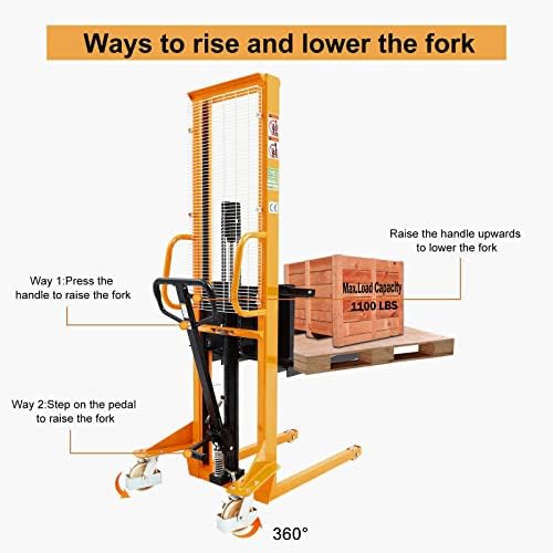 APOLLOLIFT 2 PC Manual Pallet Stacker 1100lbs Capacity 63" Lift Height - Image 4