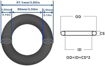 Nitrile Rubber O-Rings 97.1mm OD 90mm ID 3.55mm Width, Metric Sealing Gasket for Plumbing, Gas, Automotive and Faucet Repair, Pack of 10 - Image 3