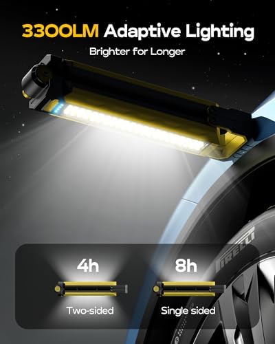 Mechanics Work Light, Under Hood Working Light Bar with Magnetic, 5600AH 3600LM Portable Cordless Work Light for Mechanic, Job Site Lighting for Underhood/Mechanic/Car Repairing/Garage -Yellow - Image 2
