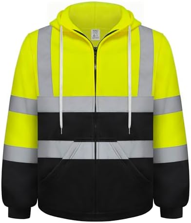 TCCFCCT Hi Vis Hoodie for Men Women Class 3 High Visibility Hoodie, Reflective Safety Hoodies for Men Workers, Surveyors, Hi Vis Sweatshirts for Men Dirt-resistant with Black Bottom, Yellow XL by TCCFCCTPROFESSIONALSAFETYSOLUTIONS