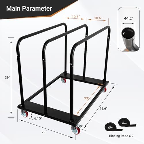 Steel Panel Truck, Drywall Cart w/ 5” PU Swivel Wheels - Image 2