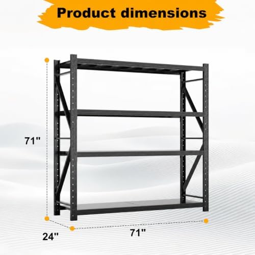 3000LBS Heavy Duty Storage Shelves,Adjustable Metal Garage Shelving Units, Industrial Shelving for Warehouse & Commercial Storage (Black, W71*D24*H71) - Image 2