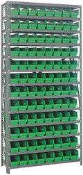 Quantum Storage Systems 1275-101GN Steel Shelving Unit with 4" Shelf Bins, 12" D x 36" W x 75" H, Green by QuantumStorageSystems