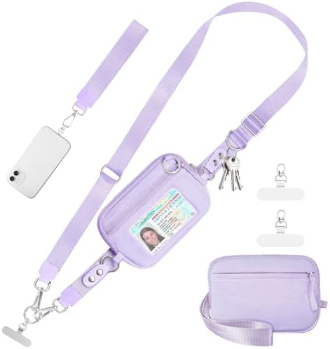 Tiostep Clip and Go Strap for Phone with Wallet Crossbody Phone Lanyard Adjustable and Detachable RFID Wristlet Wallet (Purple, Medium) by Tiostep