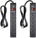 Power Strip Surge Protector, 4 Feet Extension Cord, 600 Joules Surge Protection, Multiple Protection 6 Outlet Strip, ETL Listed, 2 Packs by TiFFCOFiO