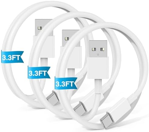 Car Carplay Cable USB to USB C Cable for iPhone 16 15 Pro Plus Pro Max，3-Pack 3.3FT USB A to USB C Cable for iPad Pro/Air/Mini，for Samsung S24/S23/S22/S21，for MacBook Pro/Air and More by JERMASAL