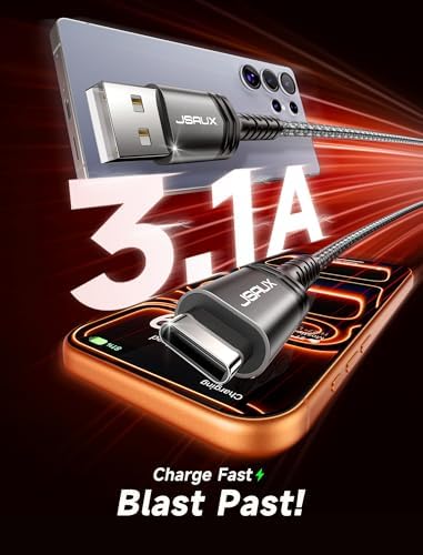 JSAUX USB C Cable [2-Pack 10ft], USB A to USB C for iPhone, Samsung, Grey - Image 3