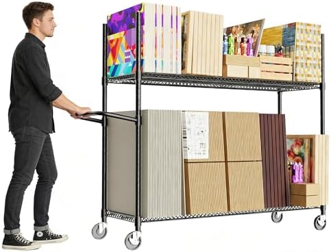 Carton Stand,Heavy-Gauge Wire Frame with Height Adjustable,8 Removable Dividers & Locking Wheels,Load Rating 1200lb for Commercial Storage,Rolling Storage Cart for Commercial,Retail,Home by SoyweyDirect