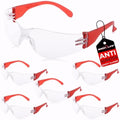 BISON LIFE Clear/Red Safety Glasses for Men & Women, ANSI Z87.1, 6 Pack by BisonLife