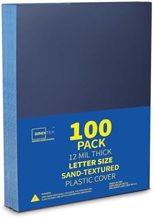 Binditek 12 Mil Sand-Textured Binding Covers, Letter Size, Navy, 100 Pack by Binditek