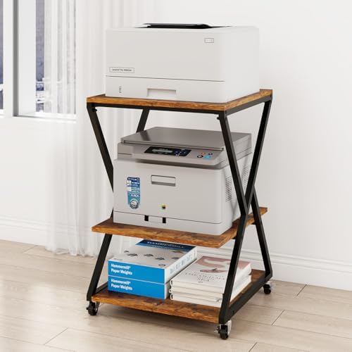 Natwind 3 Tier Large Printer Table,19.7''x19.7'', Height Adjustable,Retro by Natwind
