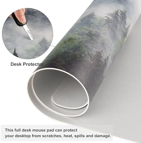 QIYI PU Leather Large Mouse Pad, Waterproof Desk Mat, 31.5" x 15.7", Forest - Image 4