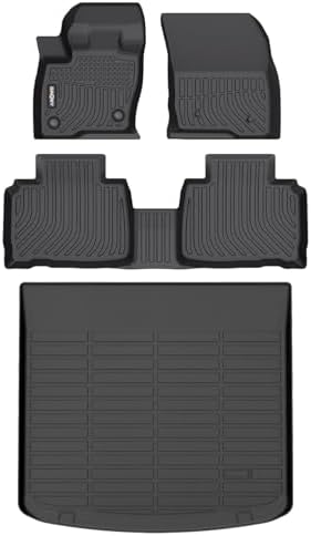 GINOWY- Floor Mats & Cargo Liner for Lincoln Nautilus 2019-2023 & MKX 2016-2018 TPE All Weather Nautilus Car Mats Anti-Slip Trunk Mat Waterproof Car Accessories Floor Liners Black by GINOWY