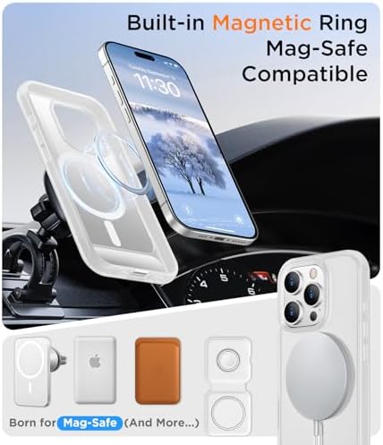 Temdan Magnetic Compatible with iPhone 15 Pro Max Case, [Built-in Invisible Kickstand][Compatible with MagSafe][Military Grade Shockproof] Slim Translucent Matte Phone Case for iPhone 15 Pro Max 6.7" - Image 5