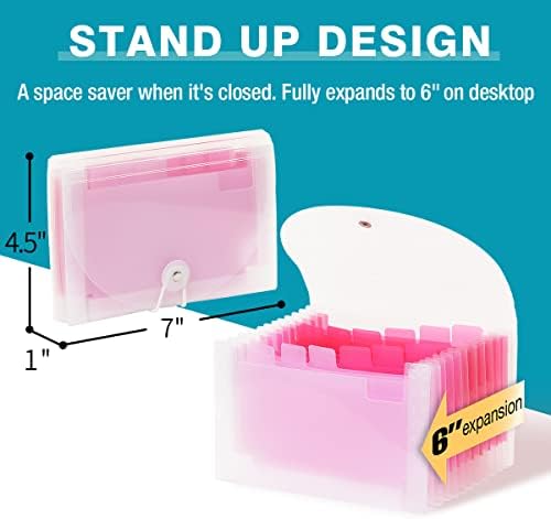 H4D Coupon Receipt Holder, 13 Pocket Accordion File Organizer, 7x4.5 Inches, Pink - Image 2