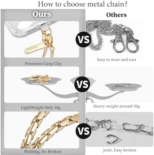 MOUTAKEY Phone Wrist Strap Metal Phone Chain Wristlet Detachable Cellphone Lanyard with 2 Tether Tabs iPhone Wrist Strap For Women iPhone Bracelet Wristlet for girls Shopping Traveling Party Walking - Image 6