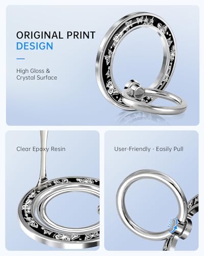 Magnetic Phone Ring Holder, Cute Magnetic Phone Grip, Line Butterfly - Image 3