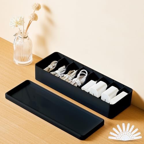 Tatuo Cord Organizer Box with Lid, Black, 1 Pack by Tatuo