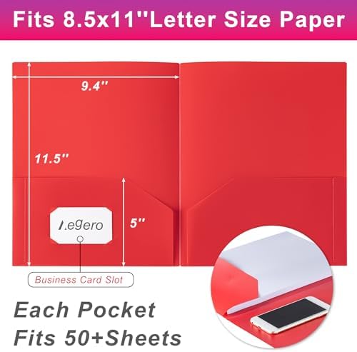 Aegero Plastic Folders with Pockets (7 Pack, Green) - Image 2