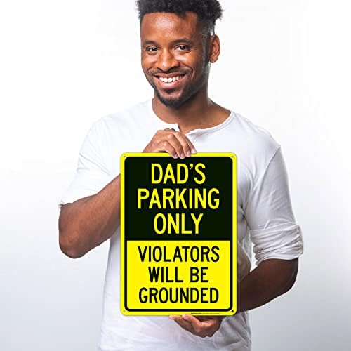 Dad's Parking Only Violators Will Be Grounded Sign, 10x14 Inches, Rust Free - Image 2