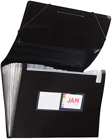 JAM PAPER Accordion Folders - 13 Pocket Plastic Expanding File - Legal Size - 10 x 15 - Black - Sold Individually by JAMPaper