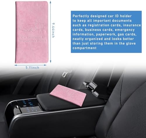 Ziciner Car Registration and Insurance Holder, Auto Card Document Glove Box Organizer with Magnetic Closure, Universal Vehicle Interior Accessories for Cars SUVs (Pink-Large) - Image 2